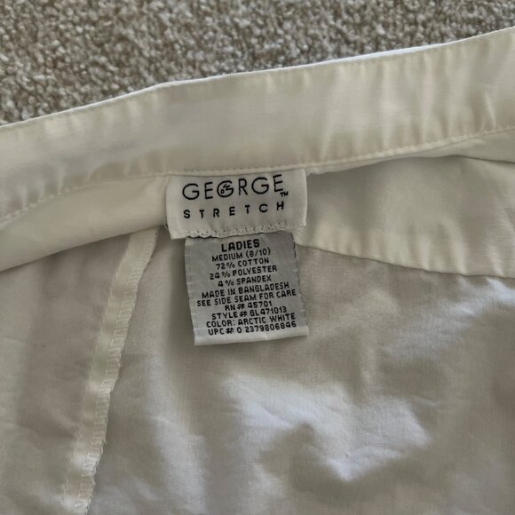 George Stretch Minimalist Pointed Collar Pleated Front Hidden Button Career Top - Picture 5 of 9